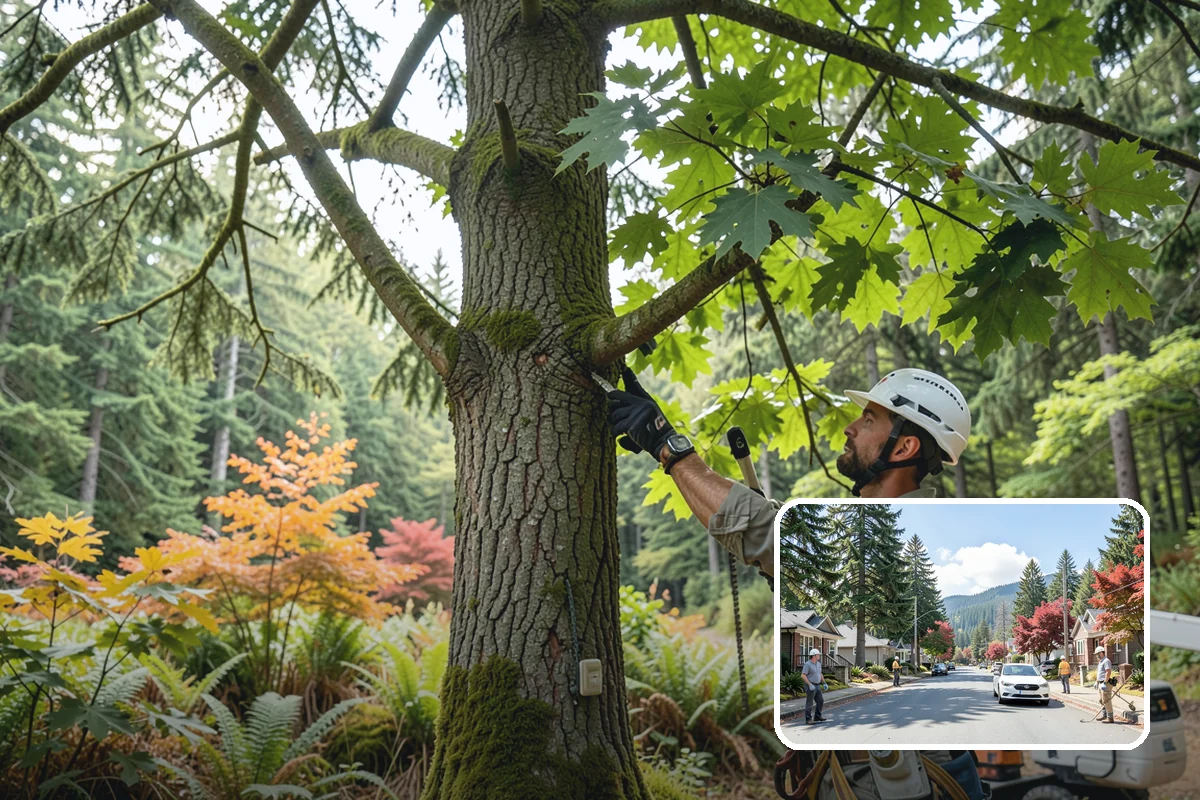 Building clearance pruning in Hunts Point, King County, WA - Improves tree structure, health, and appearance