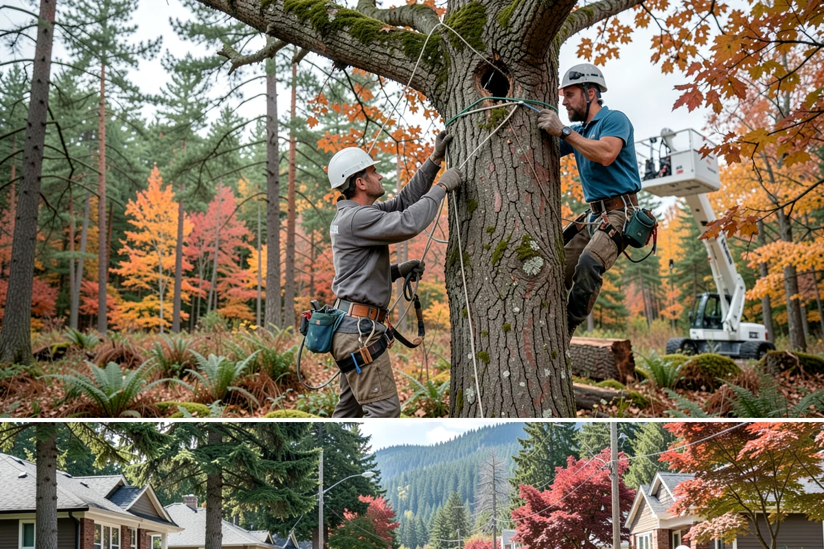 Building clearance pruning in Hunts Point, King County, WA - Building clearance pruning can be performed year-round in the Puget Sound climate but should avoid late winter dormancy breaks or...
