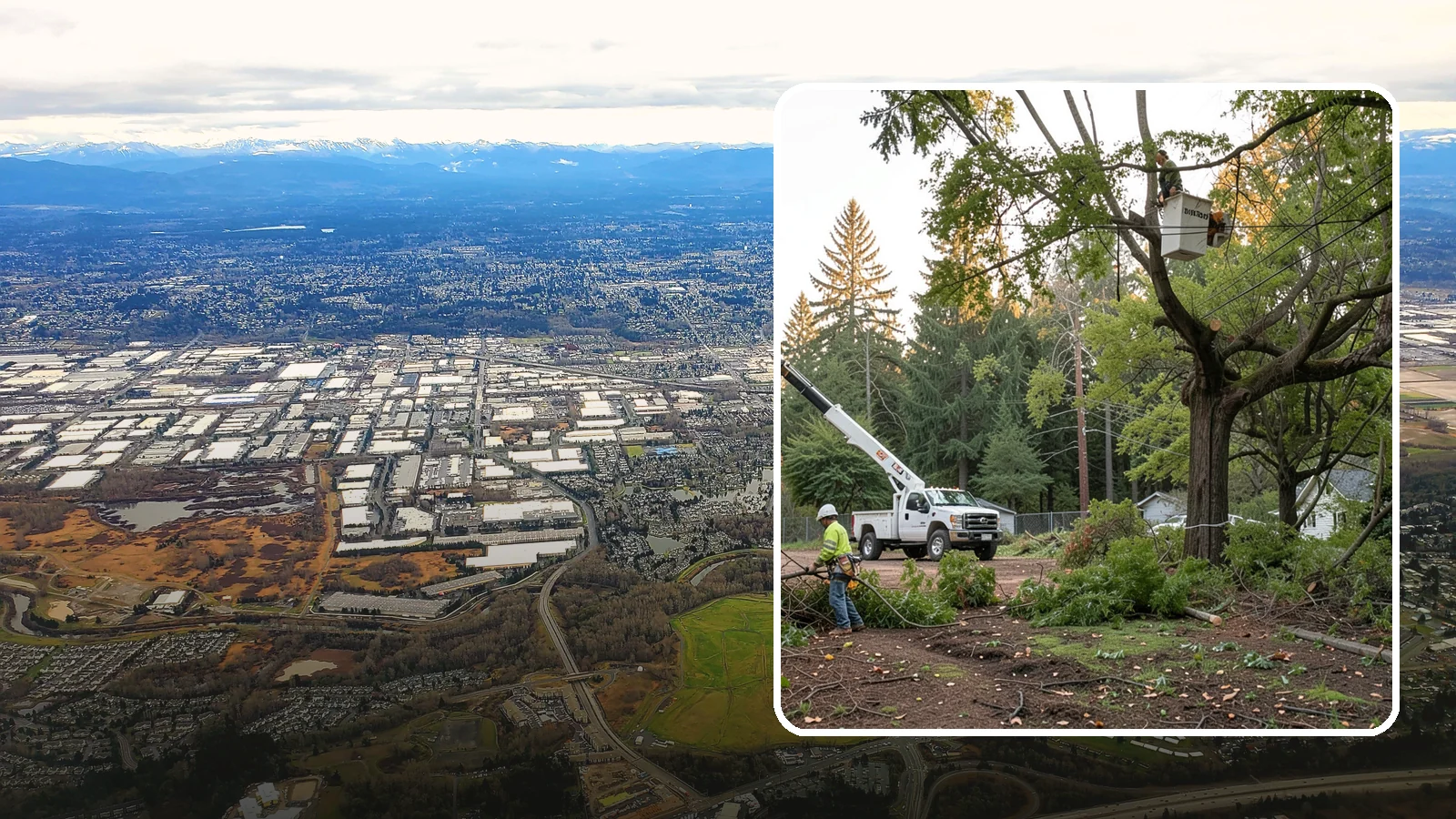 Building clearance pruning in Kent, King County, WA - The pruning of branches away from walls and structures.