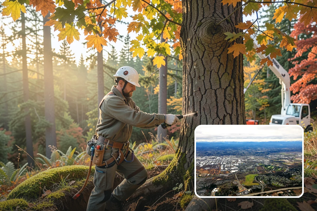 Building clearance pruning in Kent, King County, WA - Improves tree structure, health, and appearance