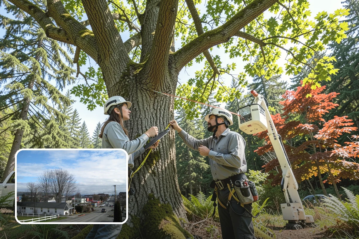 Building clearance pruning in Langley, Island County, WA - Improves tree structure, health, and appearance