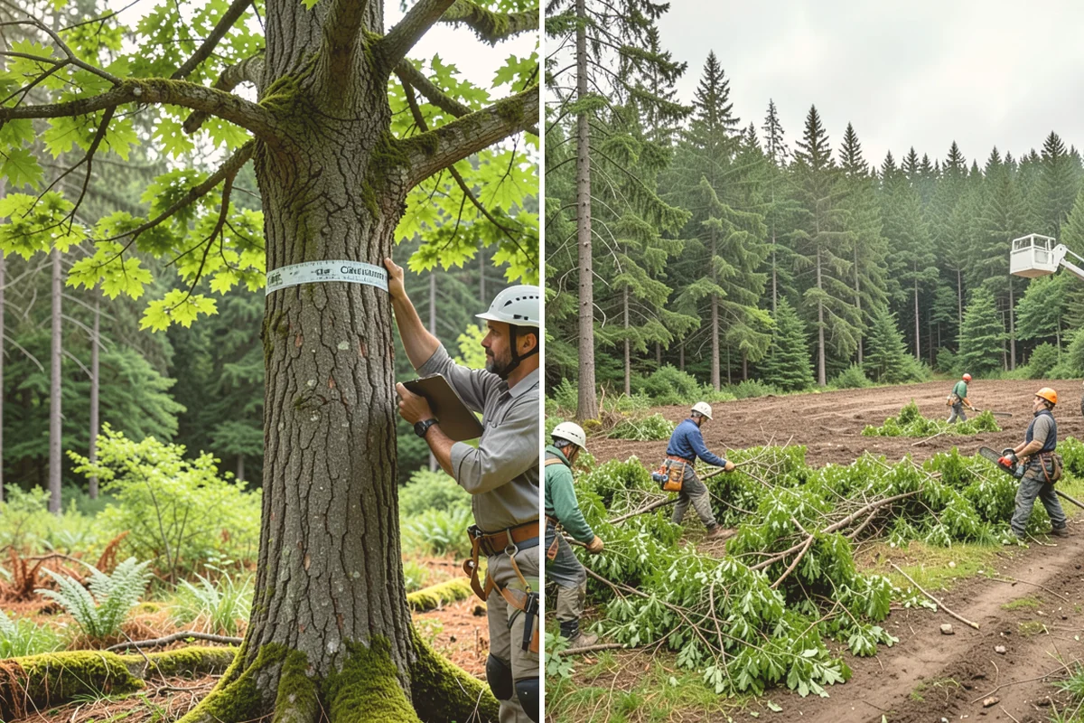 Building clearance pruning in Langley, Island County, WA - Assess canopy condition and pruning objectives