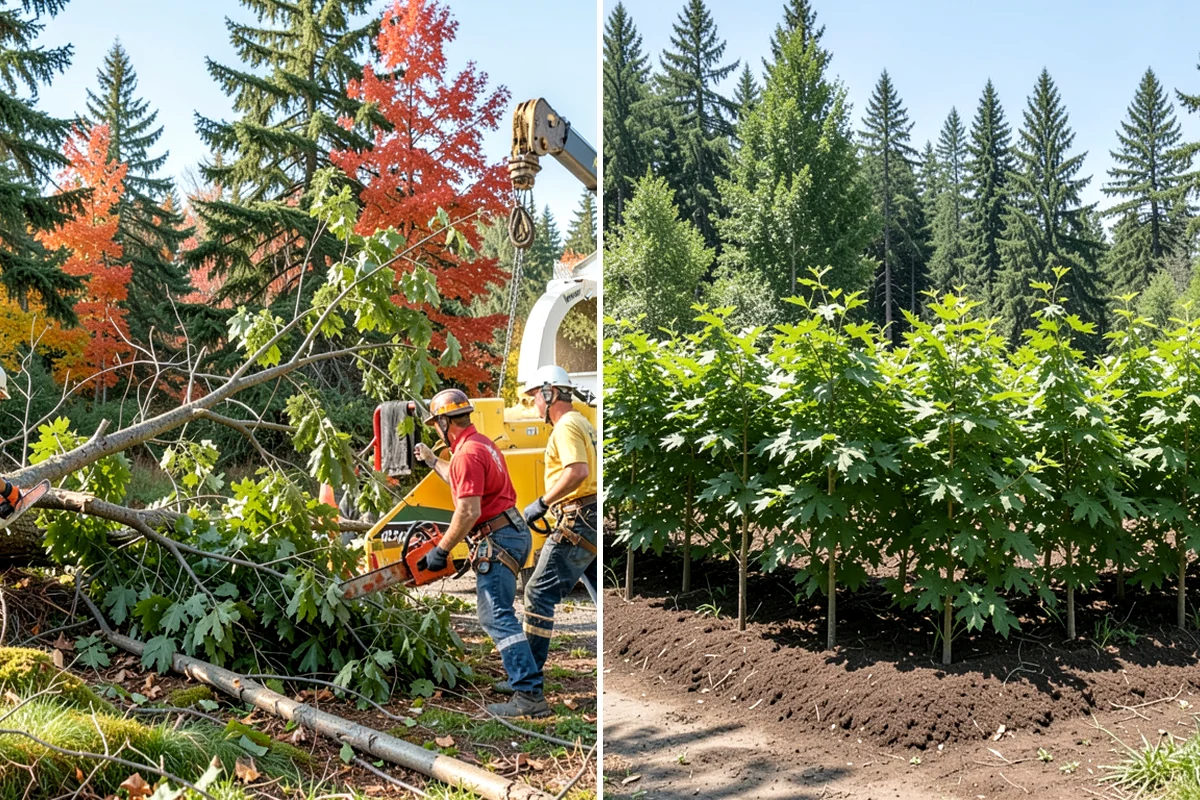 Building clearance pruning in Maple Valley, King County, WA - Assess canopy condition and pruning objectives