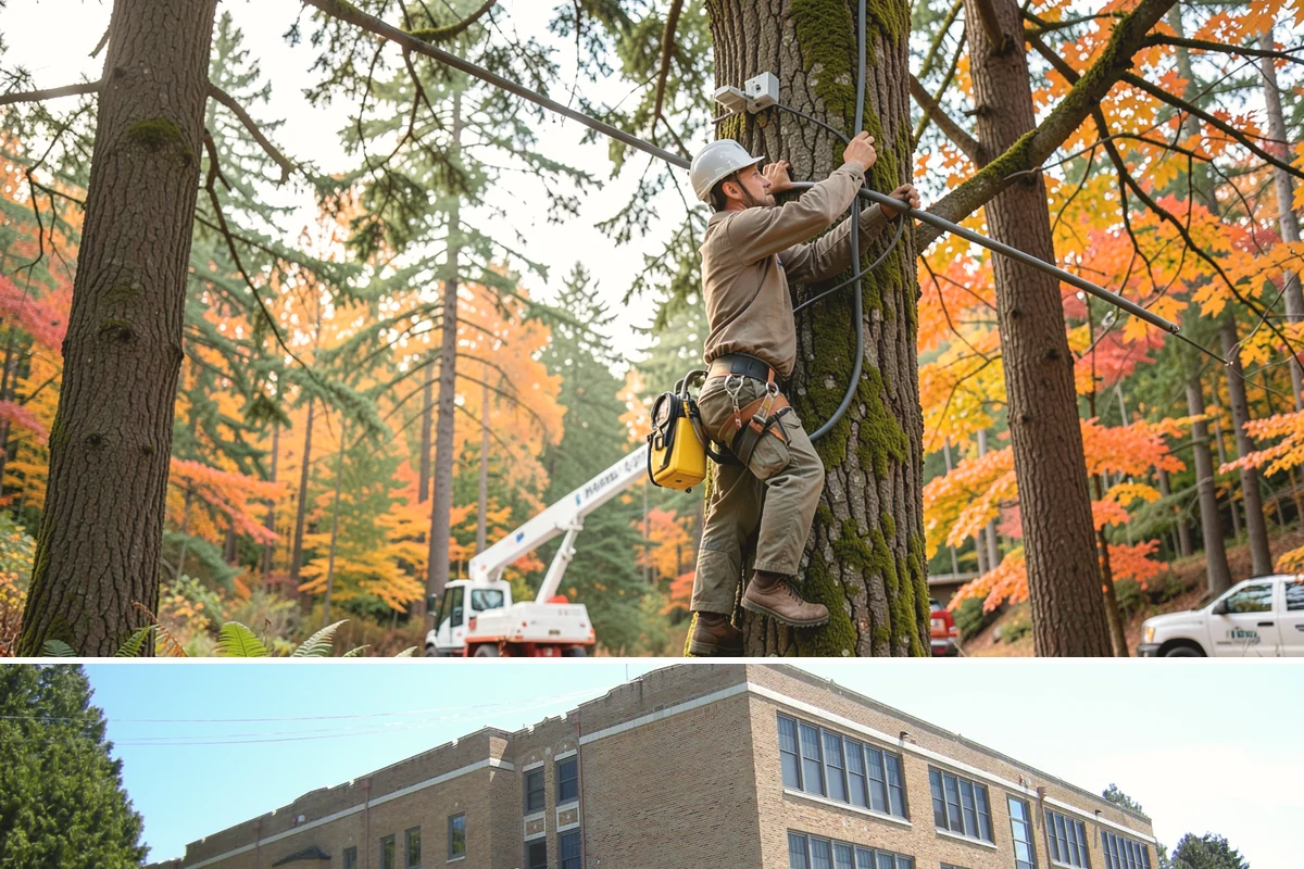 Building clearance pruning in Maple Valley, King County, WA - Building clearance pruning can be performed year-round in the Puget Sound climate but should avoid late winter dormancy breaks or...