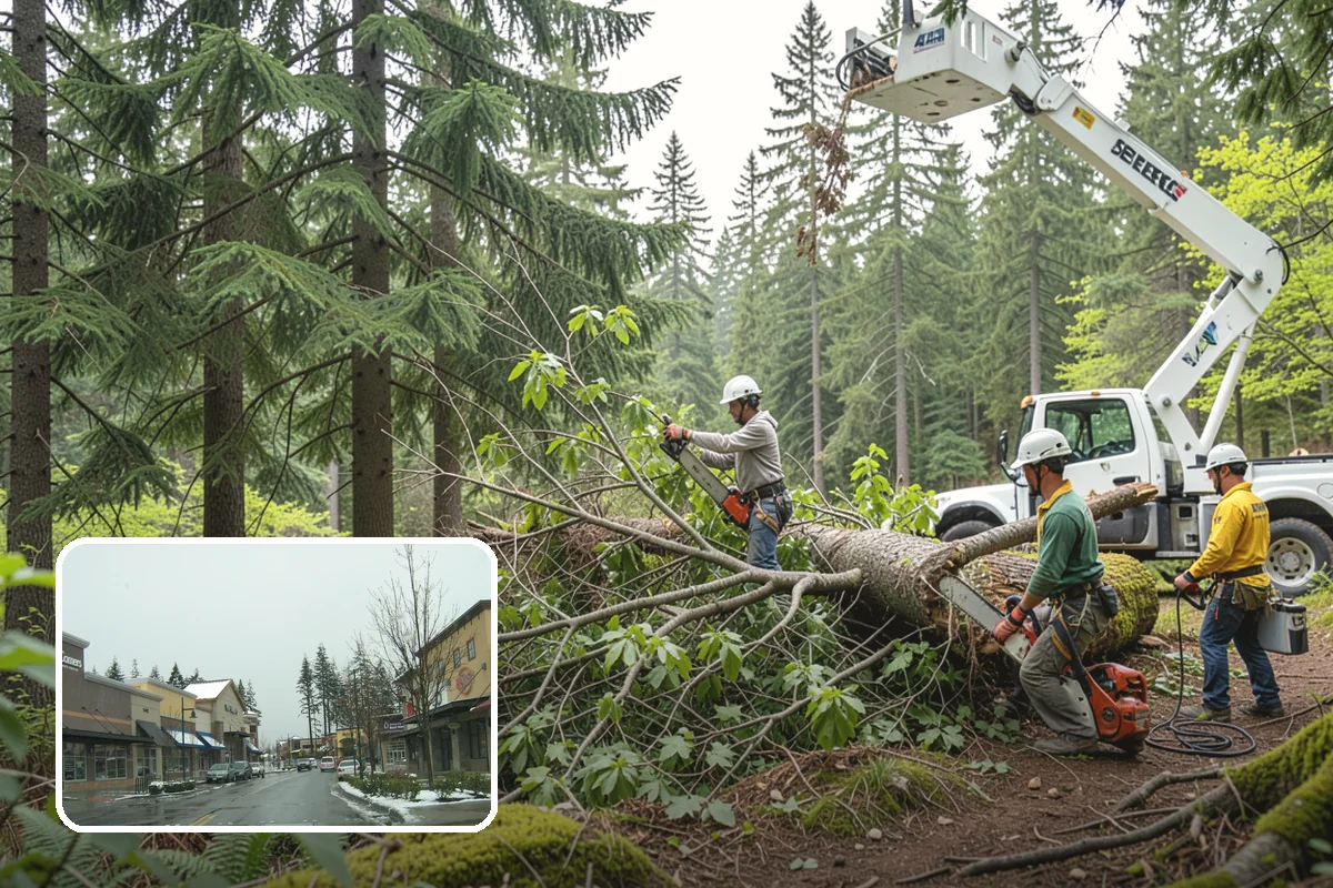 Building clearance pruning in Mill Creek, Snohomish County, WA - Improves tree structure, health, and appearance