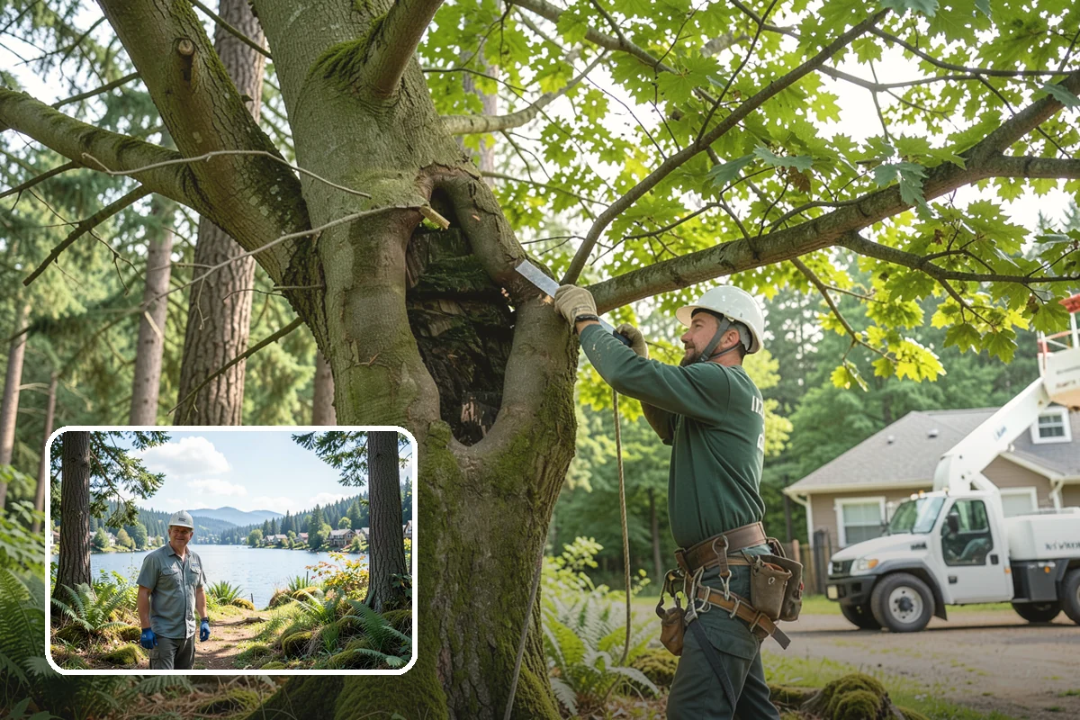 Building clearance pruning in Milton, King County, WA - Improves tree structure, health, and appearance