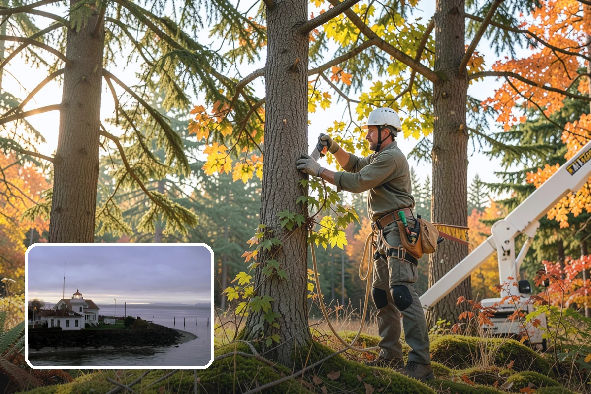 Building clearance pruning in Mukilteo, Snohomish County, WA - Improves tree structure, health, and appearance
