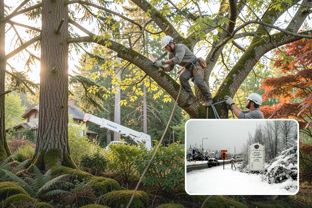 Building clearance pruning in Newcastle, King County, WA - Improves tree structure, health, and appearance