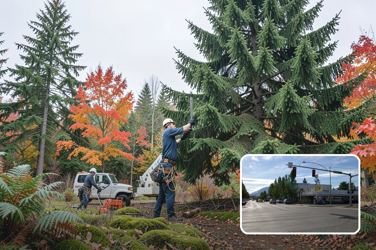 Building clearance pruning in North Bend, King County, WA - Improves tree structure, health, and appearance