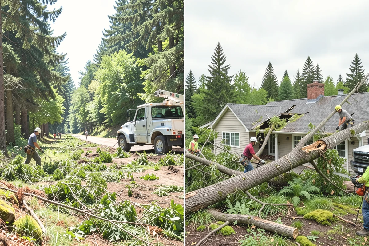 Building clearance pruning in North Bend, King County, WA - Assess canopy condition and pruning objectives