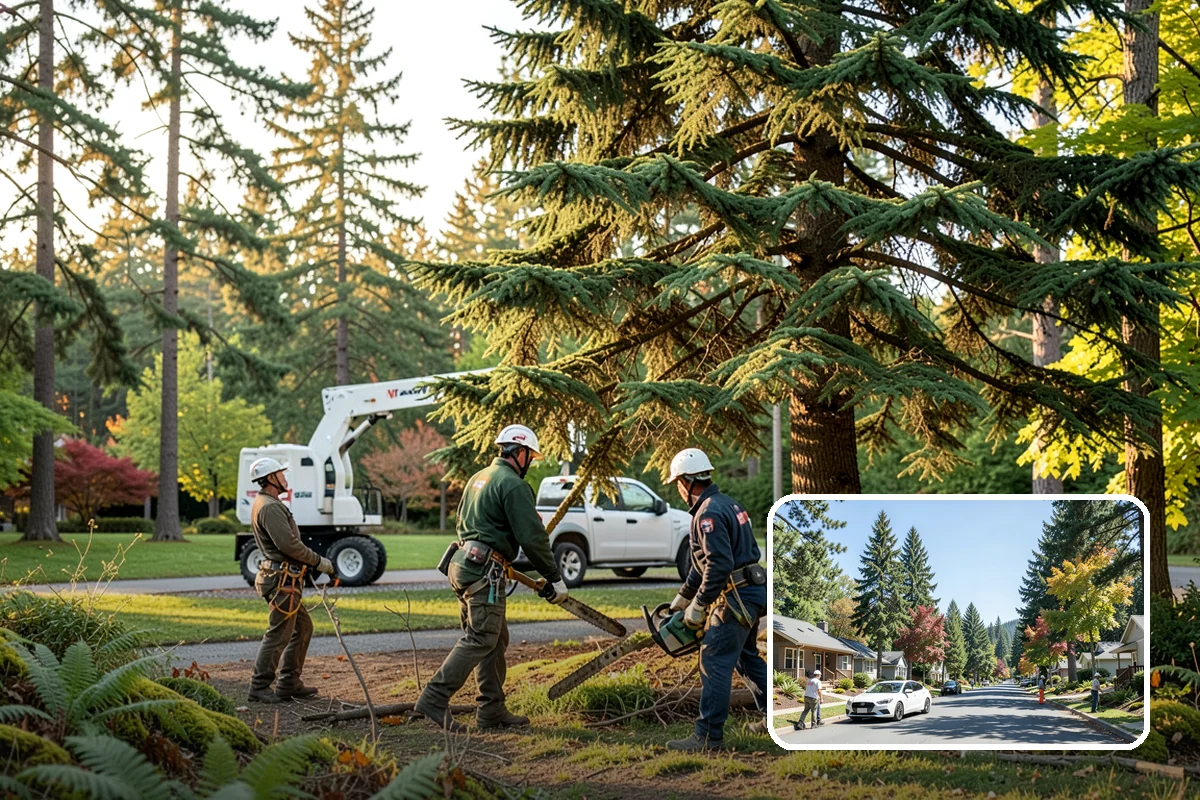 Building clearance pruning in Orting, Pierce County, WA - Improves tree structure, health, and appearance