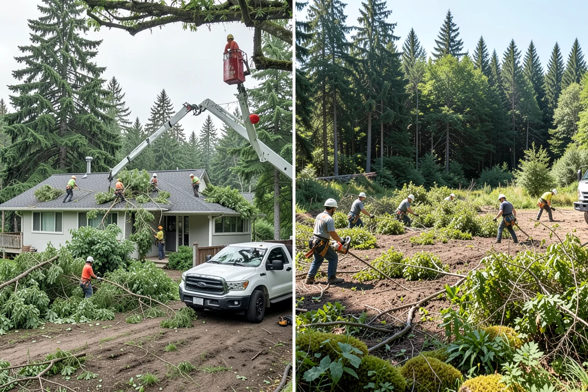 Building clearance pruning in Pacific, King County, WA - Assess canopy condition and pruning objectives