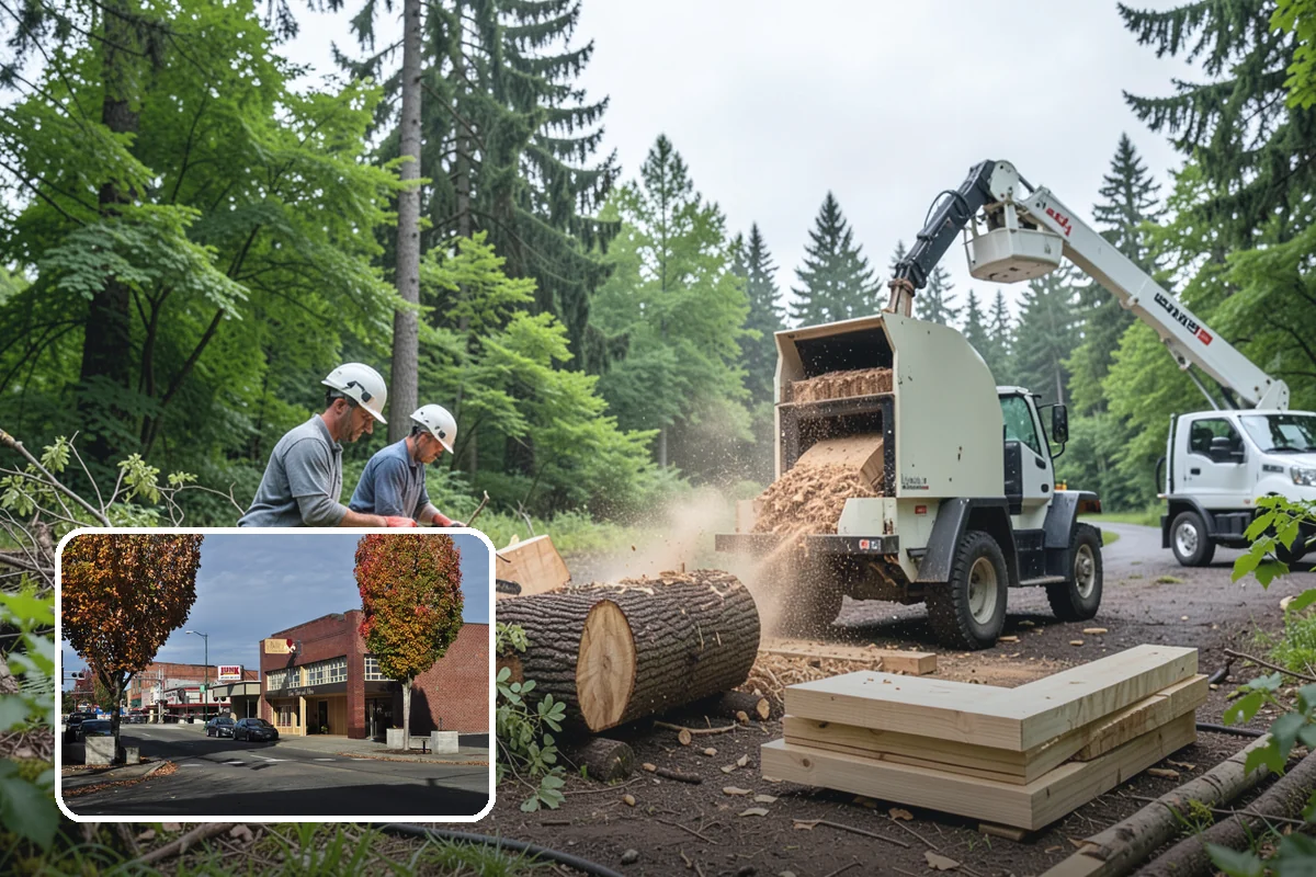 Building clearance pruning in Puyallup, Pierce County, WA - Improves tree structure, health, and appearance