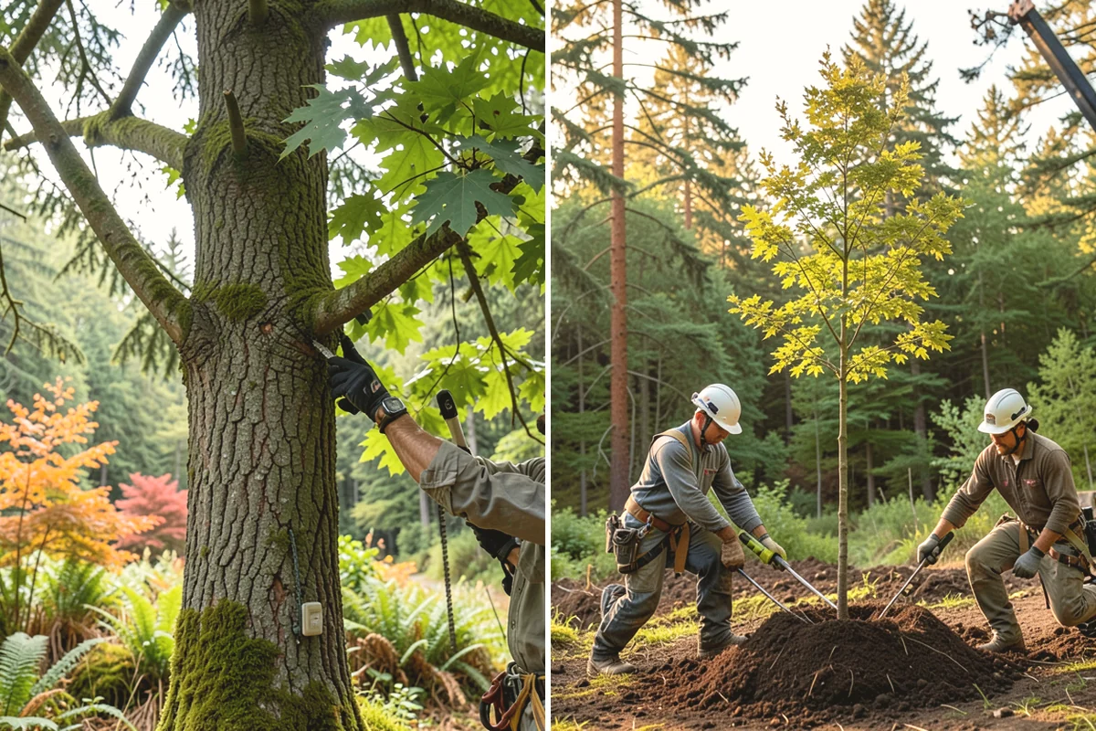 Building clearance pruning in Ruston, Pierce County, WA - Assess canopy condition and pruning objectives