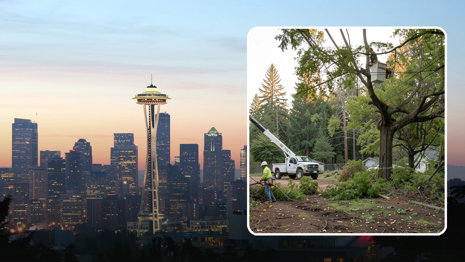 Building clearance pruning in Seattle, King County, WA - The pruning of branches away from walls and structures.
