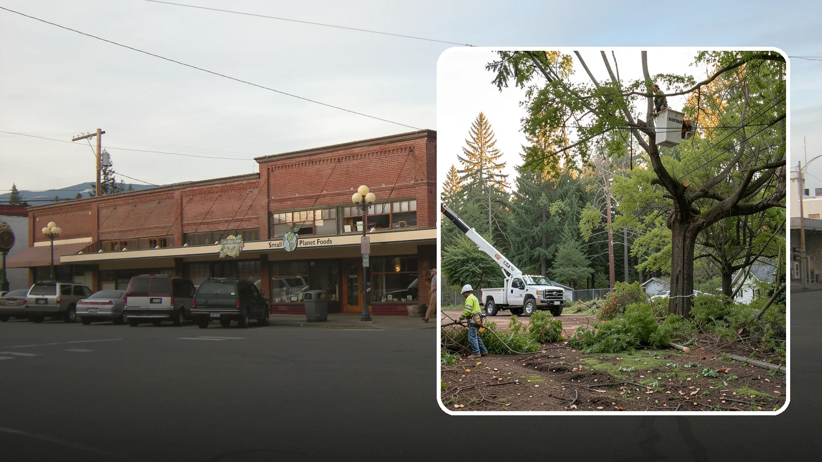 Building clearance pruning in Sedro-Woolley, Skagit County, WA - The pruning of branches away from walls and structures.