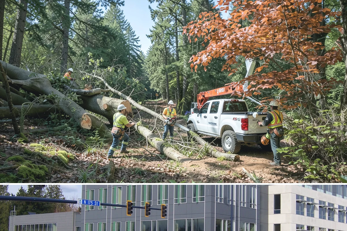 Building clearance pruning in Shoreline, King County, WA - Building clearance pruning can be performed year-round in the Puget Sound climate but should avoid late winter dormancy breaks or...