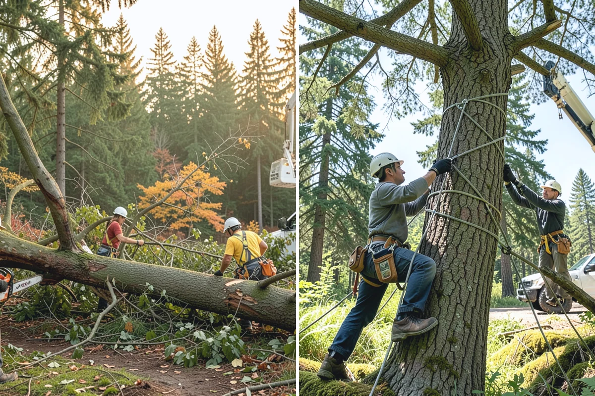 Building clearance pruning in South Prairie, Pierce County, WA - Assess canopy condition and pruning objectives