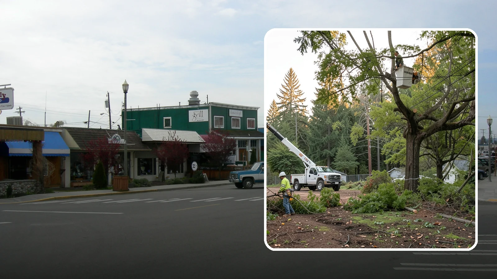 Building clearance pruning in Stanwood, Snohomish County, WA - The pruning of branches away from walls and structures.