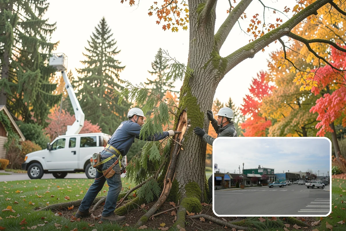 Building clearance pruning in Stanwood, Snohomish County, WA - Improves tree structure, health, and appearance