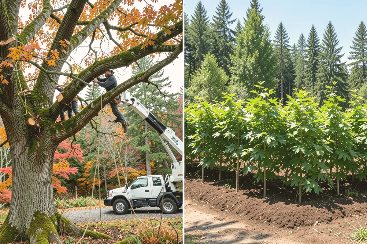 Building clearance pruning in Stanwood, Snohomish County, WA - Assess canopy condition and pruning objectives
