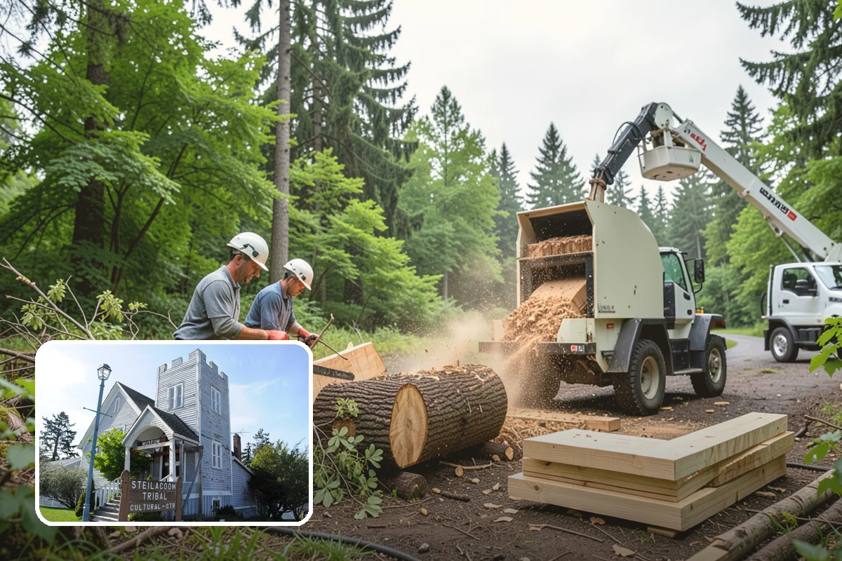 Building clearance pruning in Steilacoom, Pierce County, WA - Improves tree structure, health, and appearance