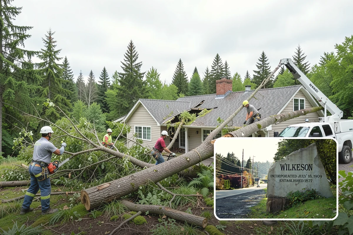 Building clearance pruning in Wilkeson, Pierce County, WA - Improves tree structure, health, and appearance