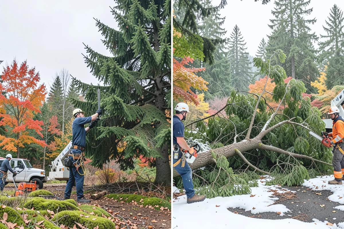 Building clearance pruning in Wilkeson, Pierce County, WA - Assess canopy condition and pruning objectives