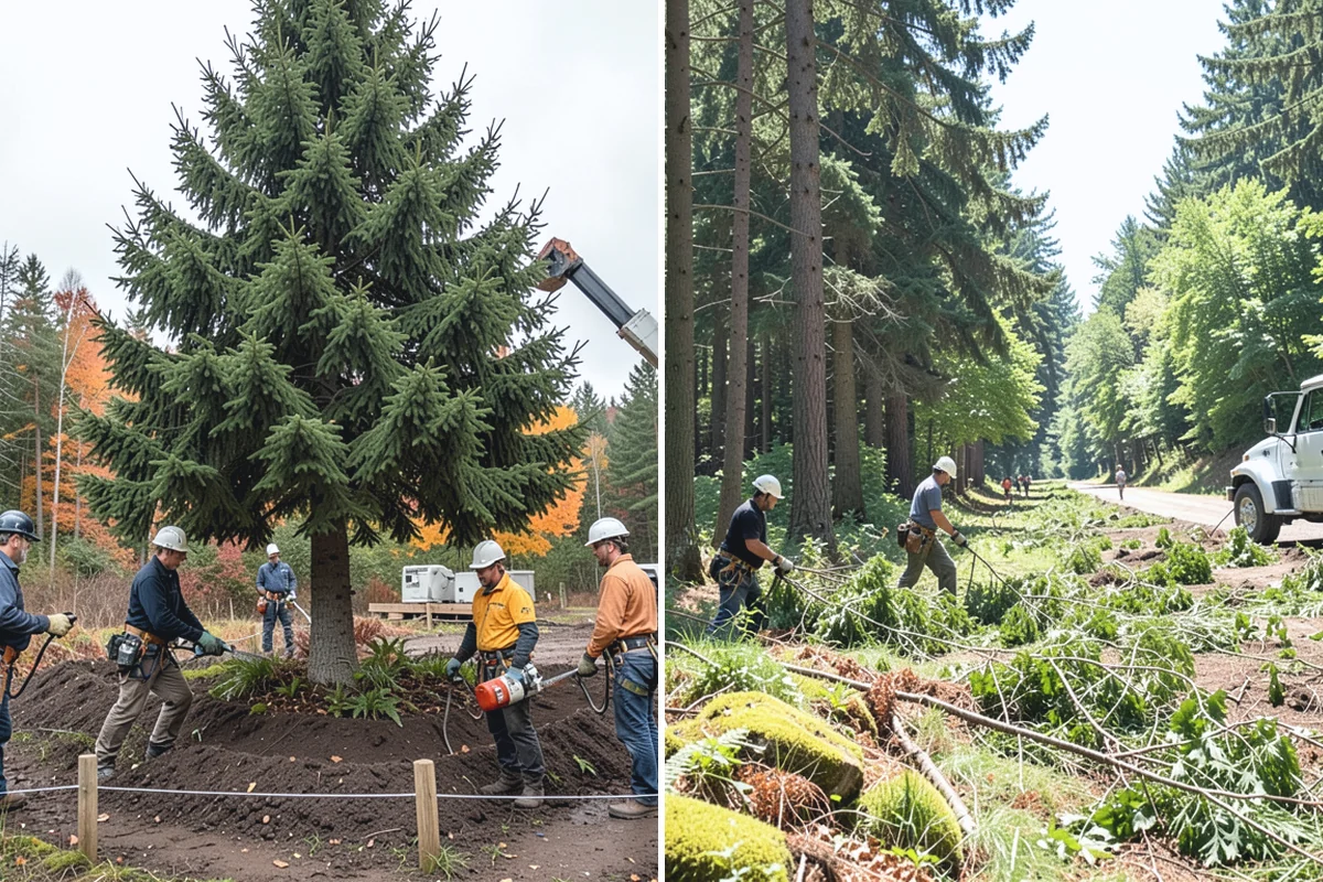 Building clearance pruning in Woodinville, King County, WA - Assess canopy condition and pruning objectives
