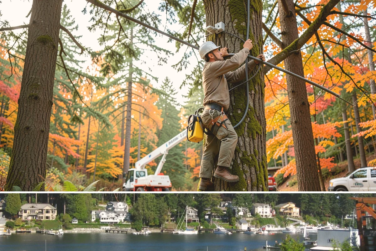 Cable inspections in Gig Harbor, Pierce County, WA - Inspections are best performed during dormant seasons when leafless branches allow clear visibility of hardware integrity without...