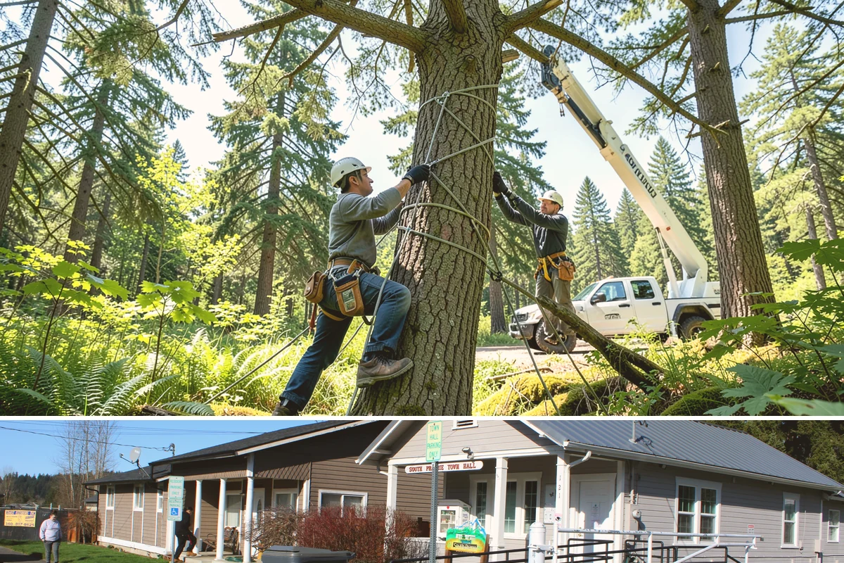 Cable inspections in South Prairie, Pierce County, WA - Inspections are best performed during dormant seasons when leafless branches allow clear visibility of hardware integrity without...