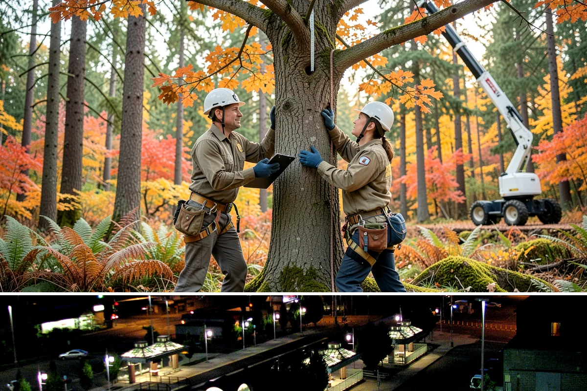 Campus tree management in Auburn, King County, WA - Work follows a maintenance schedule that accounts for Puget Sound weather patterns, typically prioritizing inspections during...