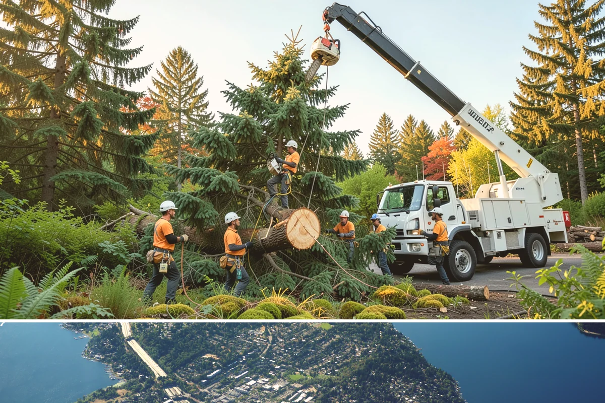 Campus tree management in Mercer Island, King County, WA - Work follows a maintenance schedule that accounts for Puget Sound weather patterns, typically prioritizing inspections during...