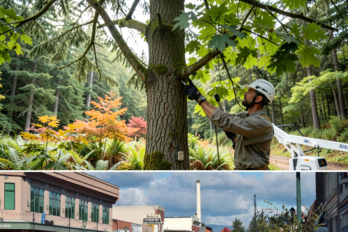 Campus tree management in Monroe, Snohomish County, WA - Work follows a maintenance schedule that accounts for Puget Sound weather patterns, typically prioritizing inspections during...