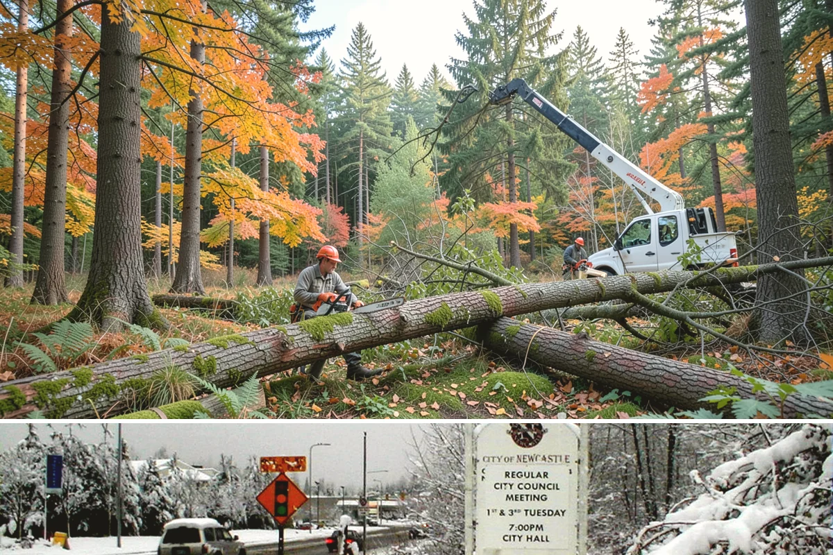 Campus tree management in Newcastle, King County, WA - Work follows a maintenance schedule that accounts for Puget Sound weather patterns, typically prioritizing inspections during...