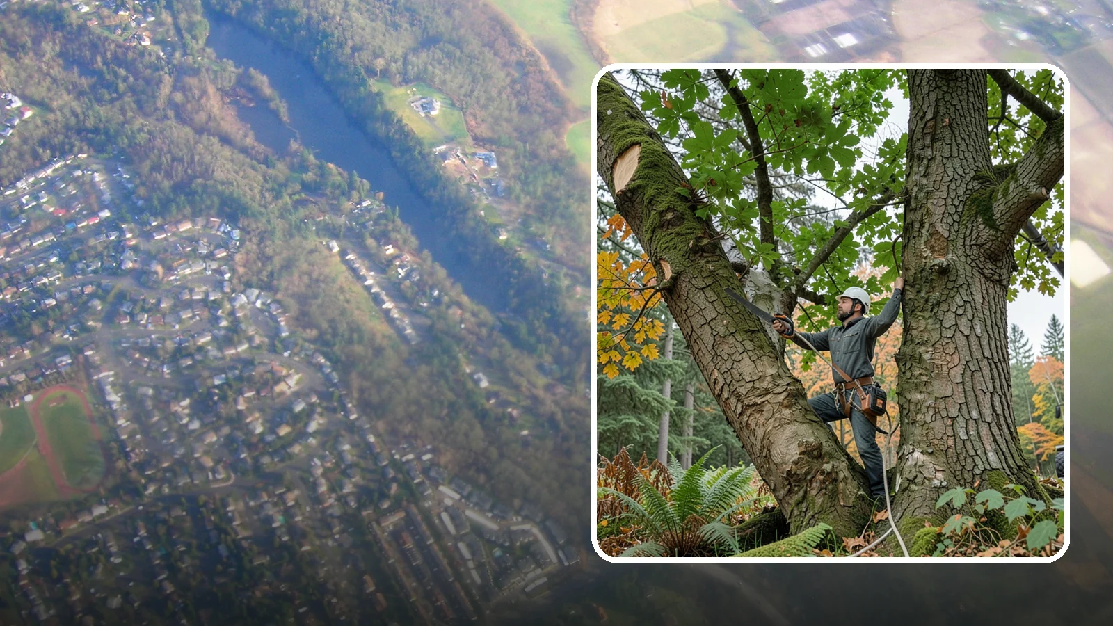 Canopy reduction in Algona, King County, WA - The reduction of overall canopy size with measured cuts.