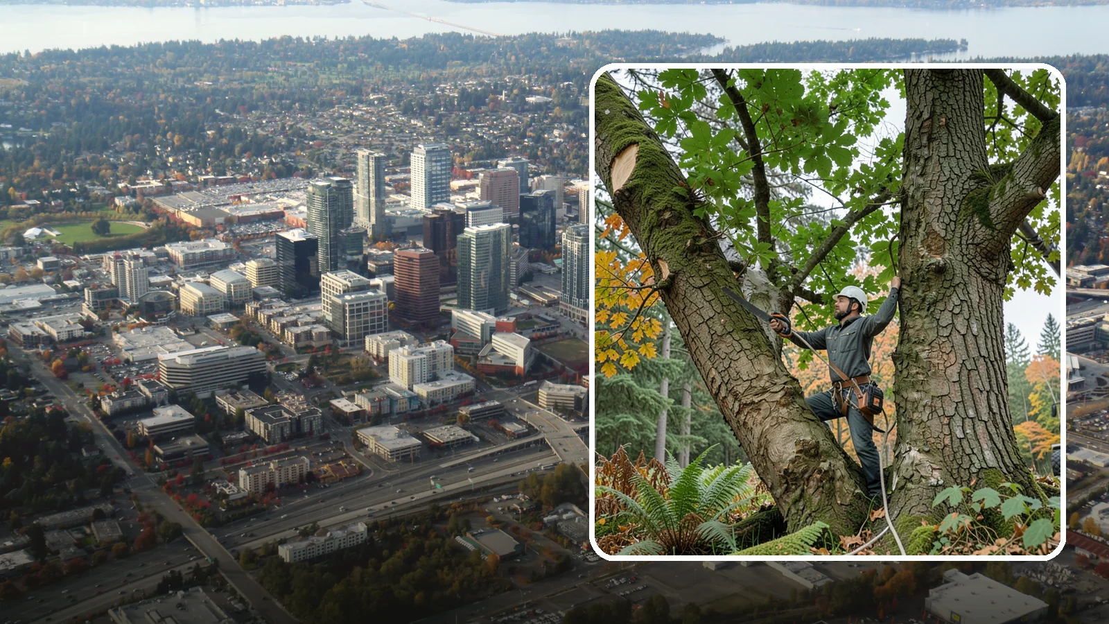 Canopy reduction in Bellevue, King County, WA - The reduction of overall canopy size with measured cuts.