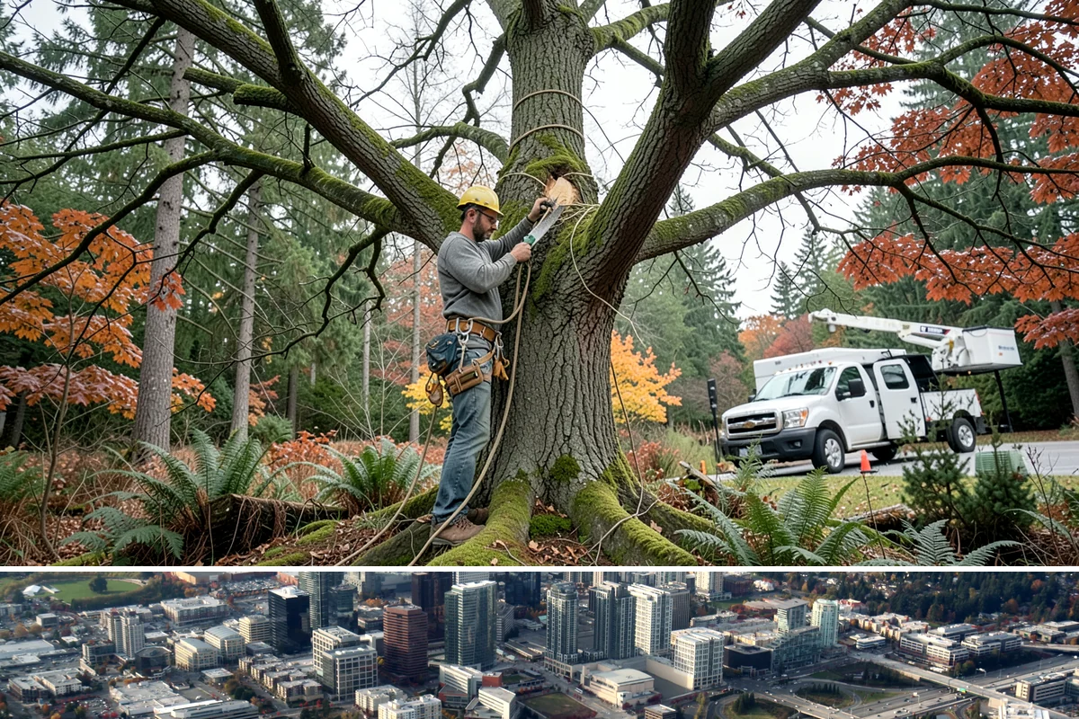 Canopy reduction in Bellevue, King County, WA - Work should follow species-specific timing sensitivities common in Puget Sound to avoid stressing trees during active growth or...