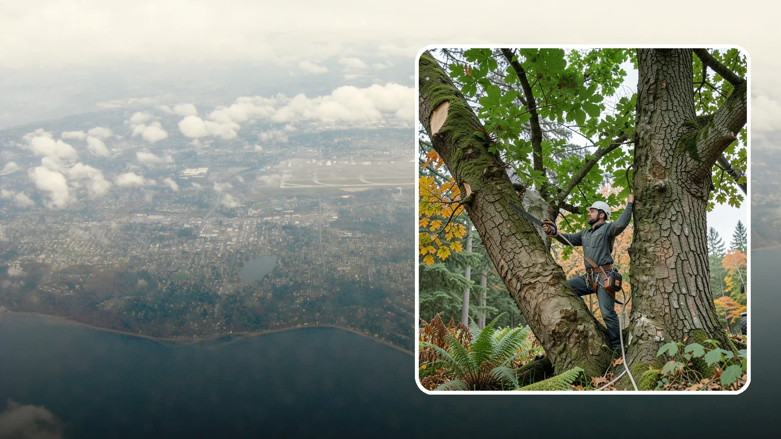 Canopy reduction in Burien, King County, WA - The reduction of overall canopy size with measured cuts.
