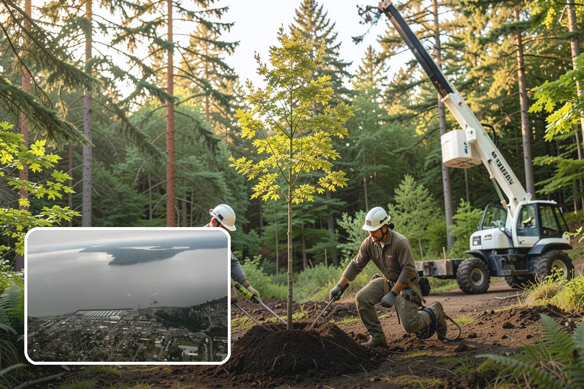 Canopy reduction in Des Moines, King County, WA - Improves tree structure, health, and appearance