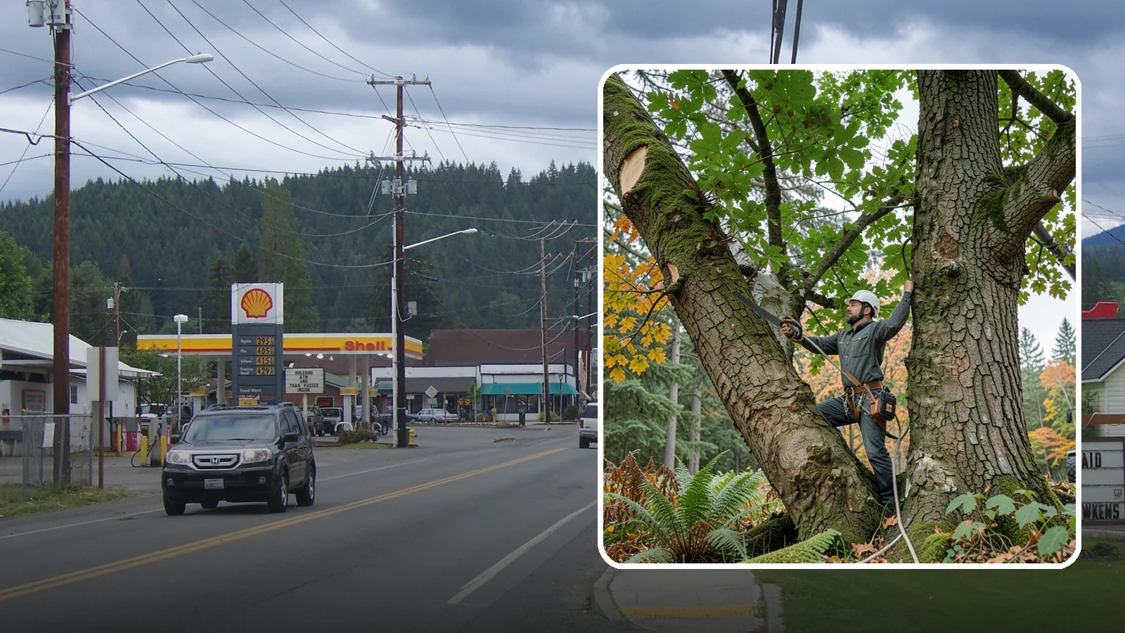 Canopy reduction in Granite Falls, Snohomish County, WA - The reduction of overall canopy size with measured cuts.