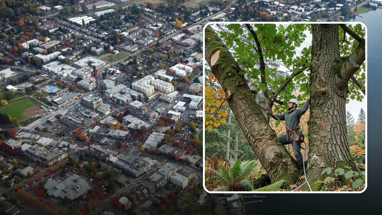 Canopy reduction in Kirkland, King County, WA - The reduction of overall canopy size with measured cuts.
