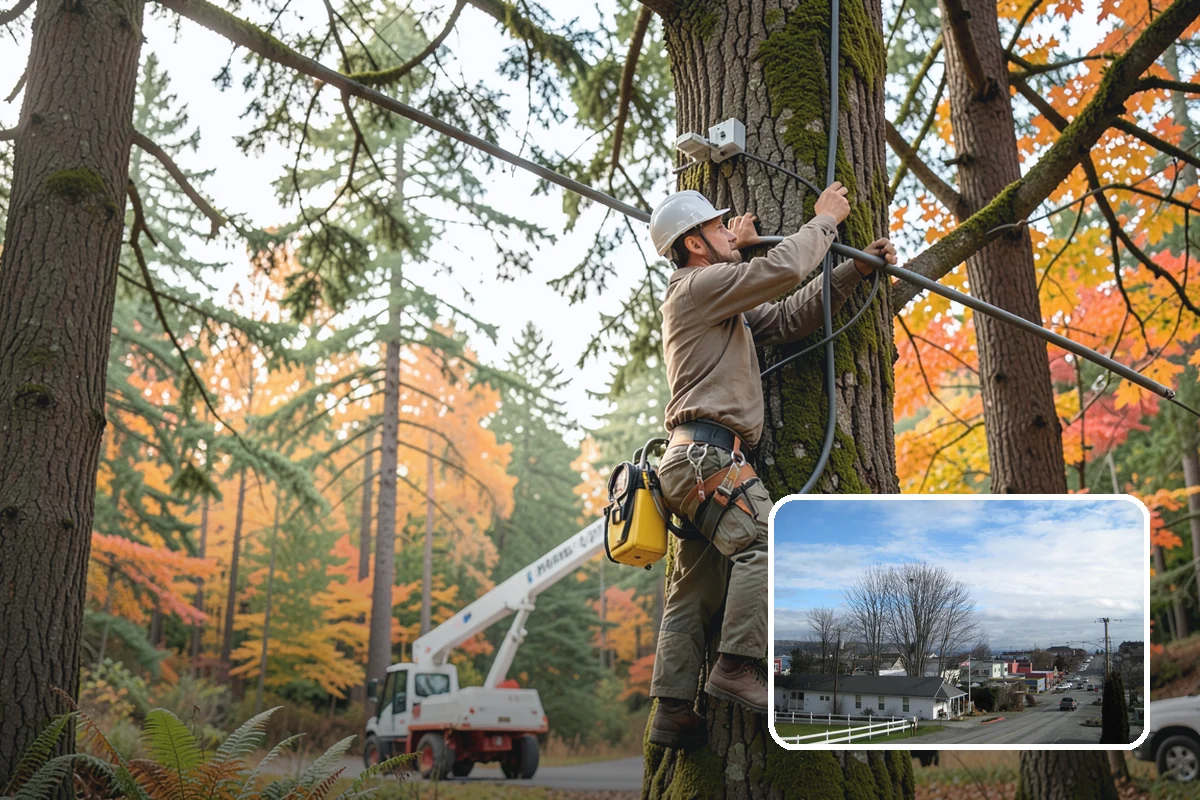 Canopy reduction in Langley, Island County, WA - Improves tree structure, health, and appearance
