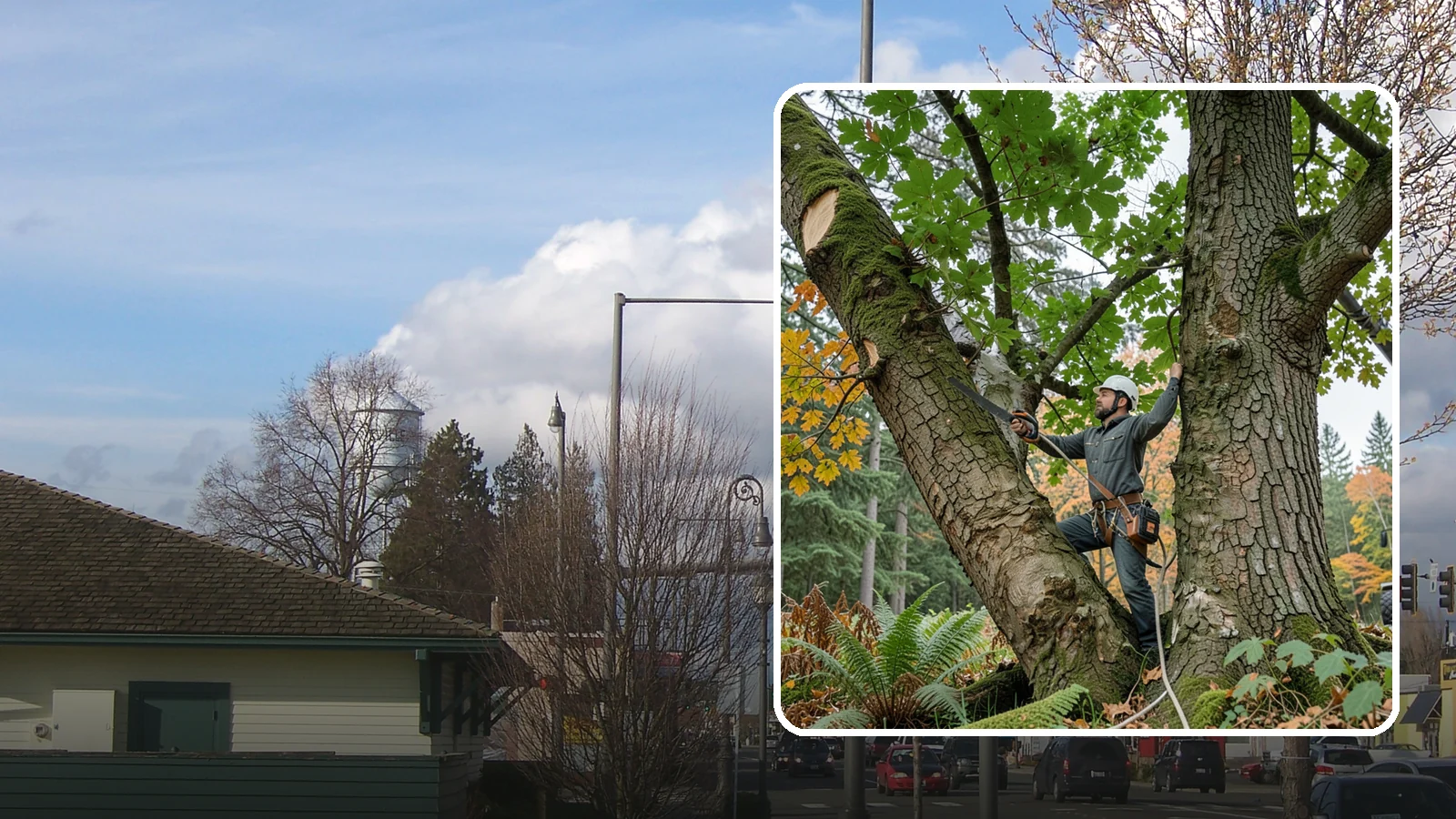 Canopy reduction in Marysville, Snohomish County, WA - The reduction of overall canopy size with measured cuts.