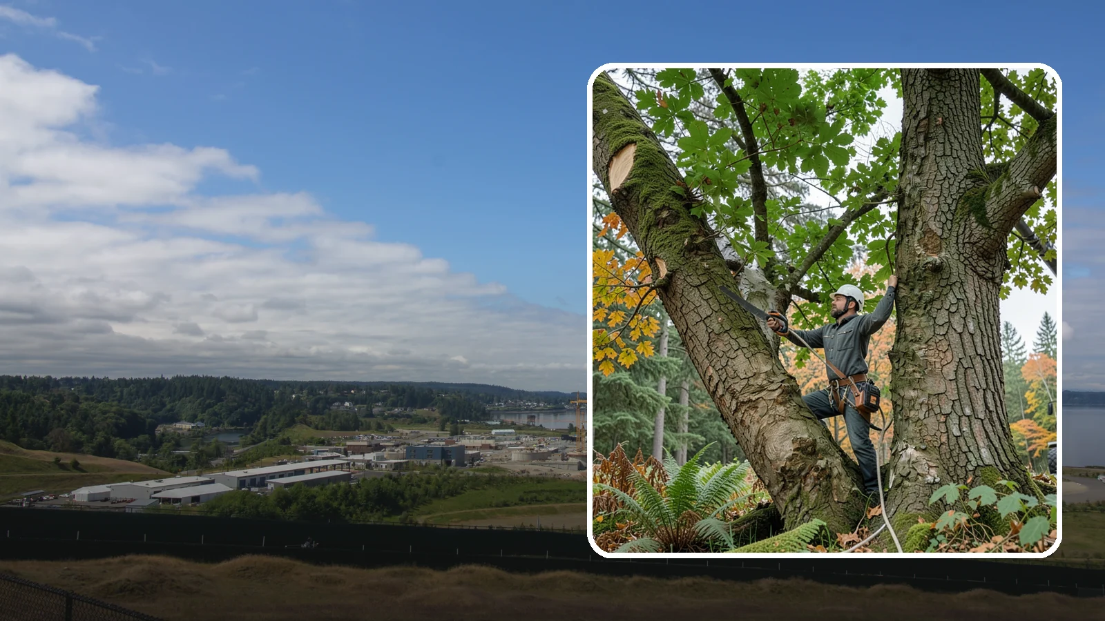 Canopy reduction in University Place, Pierce County, WA - The reduction of overall canopy size with measured cuts.
