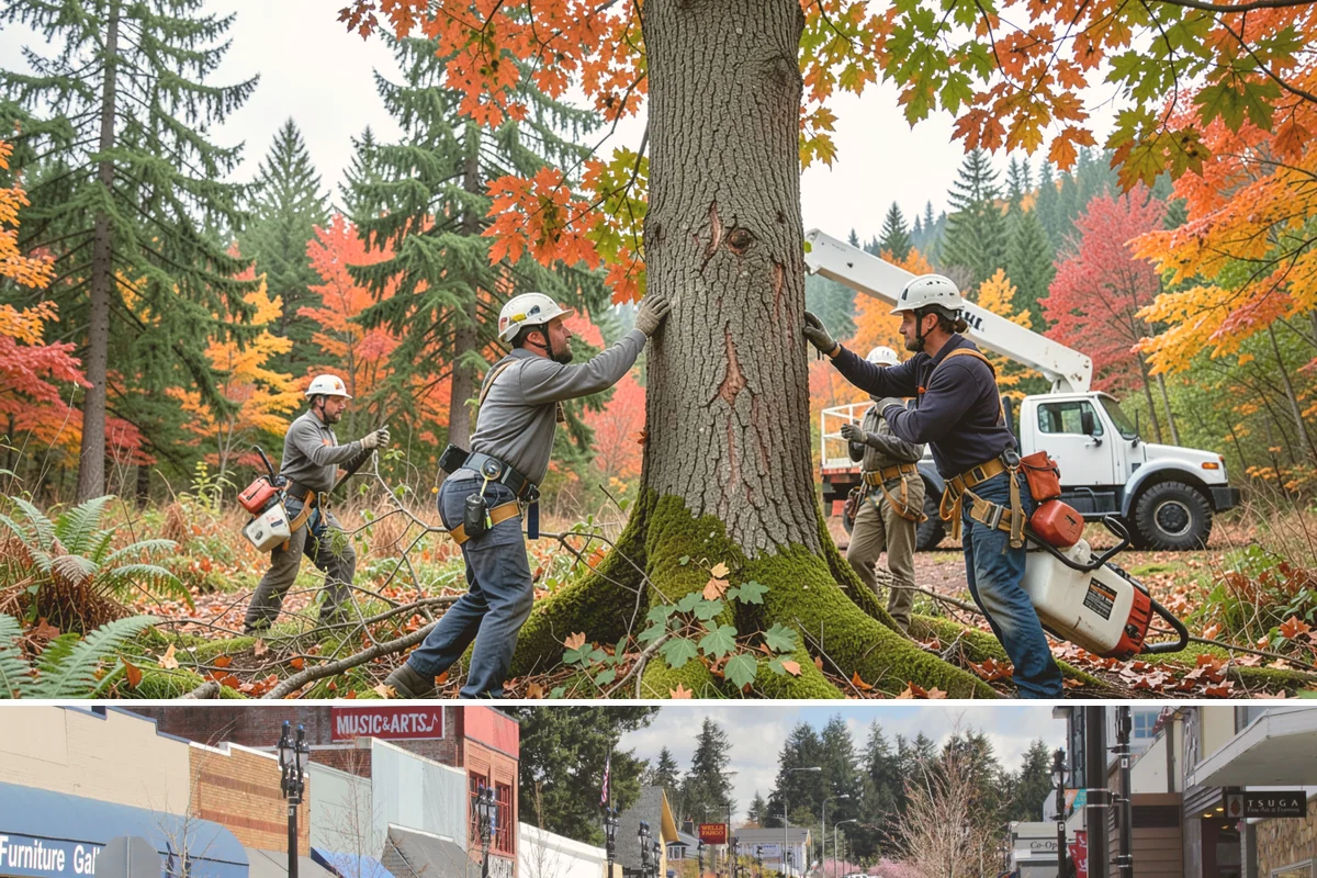 Commercial tree maintenance in Bothell, King County, WA - Work is performed year-round based on specific pruning needs and safety priorities dictated by recognized arboricultural...