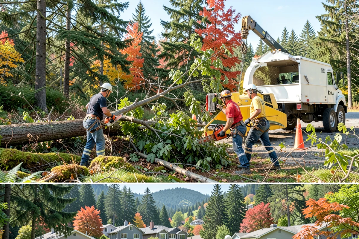Commercial tree maintenance in Fircrest, Pierce County, WA - Work is performed year-round based on specific pruning needs and safety priorities dictated by recognized arboricultural...