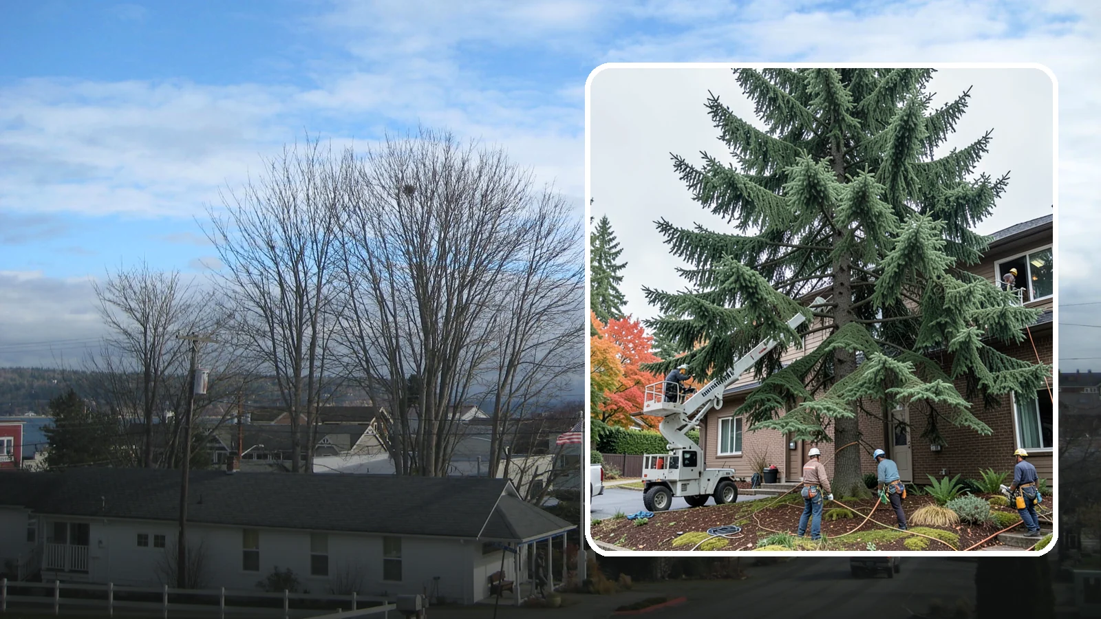 Commercial tree maintenance in Langley, Island County, WA - Ongoing tree maintenance for commercial properties.