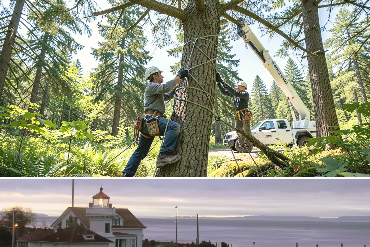 Commercial tree maintenance in Mukilteo, Snohomish County, WA - Work is performed year-round based on specific pruning needs and safety priorities dictated by recognized arboricultural...