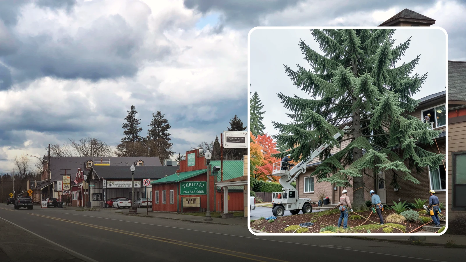 Commercial tree maintenance in Roy, Pierce County, WA - Ongoing tree maintenance for commercial properties.